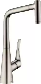 Смеситель для кухонной мойки «Hansgrohe» Metris M71 14820800 с выдвижным изливом сталь