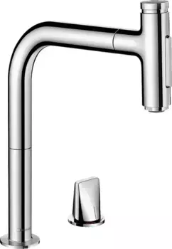 Смеситель для кухонной мойки «Hansgrohe» Metris Select M71 73819000 с выдвижным изливом хром