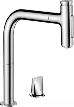 Смеситель для кухонной мойки «Hansgrohe» Metris Select M71 73818000 с выдвижным изливом хром