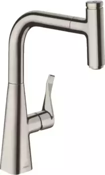 Смеситель для кухонной мойки «Hansgrohe» Metris Select M71 14857800 с выдвижным изливом сталь