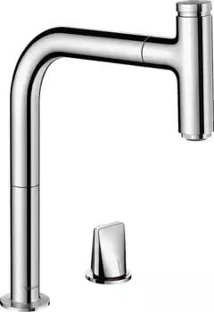 Смеситель для кухонной мойки «Hansgrohe» Metris Select M71 73804000 с выдвижным изливом хром