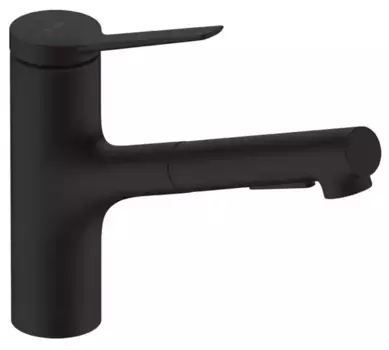 Смеситель для кухонной мойки «Hansgrohe» Zesis M33 74803670 с выдвижным изливом чёрный матовый
