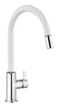 Смеситель для кухонной мойки «Kludi» Bingo Star XS 468519378 с выдвижным изливом белый/хром
