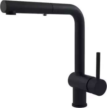 Смеситель для кухонной мойки «Paffoni» Light LIG285NO-MET с выдвижным изливом чёрный матовый
