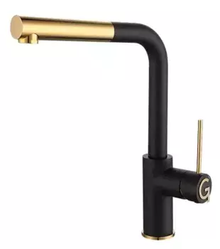 Смеситель для кухонной мойки «Rivelato» Albano 1573503 с выдвижным изливом nero/oro