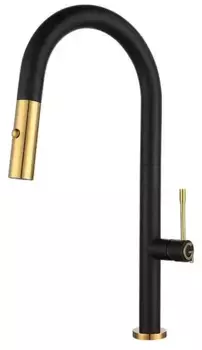 Смеситель для кухонной мойки «Rivelato» Asti 3972500 с выдвижным изливом antracite/oro