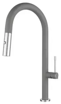 Смеситель для кухонной мойки «Rivelato» Asti 3972500 с выдвижным изливом grigio/cromo