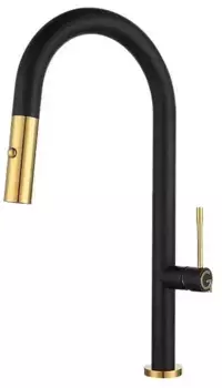 Смеситель для кухонной мойки «Rivelato» Asti 3972500 с выдвижным изливом nero/oro