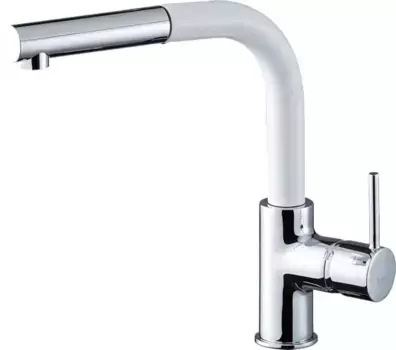 Смеситель для кухонной мойки «Rivelato» Ledro 9022201 с выдвижным изливом brina/cromo