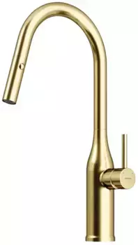 Смеситель для кухонной мойки «Sancos» Grand SC4002BG с выдвижным изливом брашированное золото