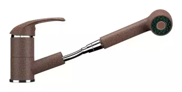 Смеситель для кухонной мойки «Ulgran» U-002-307 с выдвижным изливом терракот