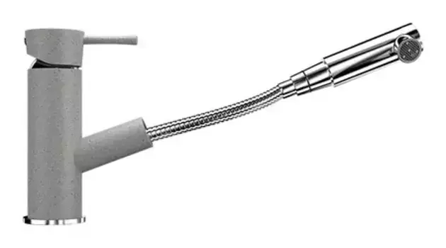 Смеситель для кухонной мойки «Ulgran» U-009-310 с выдвижным изливом серый