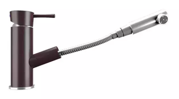 Смеситель для кухонной мойки «Ulgran» U-009-345 с выдвижным изливом шоколад