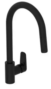 Смеситель для кухонной мойки «Vitra» Flow Soft A4344536EXP с выдвижным изливом чёрный матовый