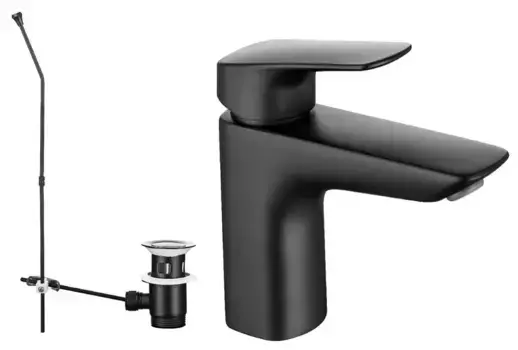 Смеситель для раковины «Акватек» Вега AQ1011MB с донным клапаном чёрный матовый