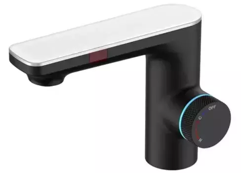 Смеситель для раковины «Berges Wasserhaus» Morans 076002 с термостатом чёрный матовый