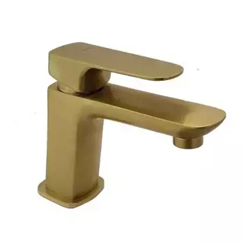 Смеситель для раковины «Paini» Nove 09PJ211 с донным клапаном матовое золото