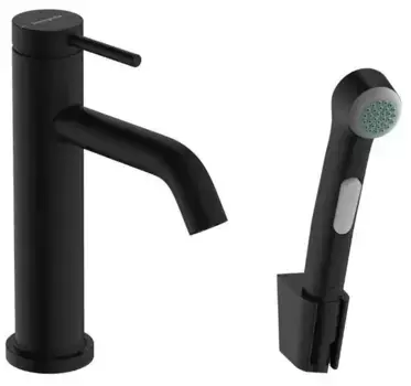Смеситель для раковины с гигиеническим душем «Hansgrohe» Tecturis S 73211670 чёрный матовый