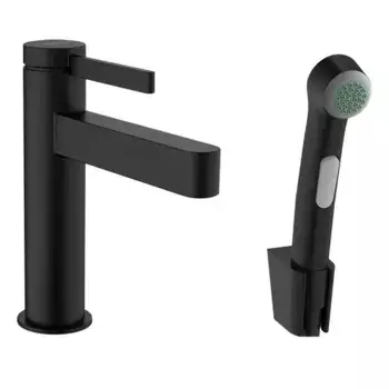 Смеситель для раковины с гигиеническим душем «Hansgrohe» Finoris 76210670 чёрный матовый