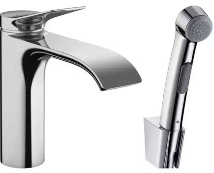Смеситель для раковины с гигиеническим душем «Hansgrohe» Vivenis 75210000 с донным клапаном хром