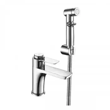 Смеситель для раковины с гигиеническим душем «Rossinka» RS50-15 с термостатом хром