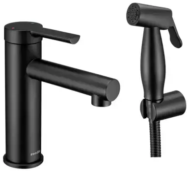 Смеситель для раковины с гигиеническим душем «Swedbe» Diana 1060B чёрный матовый