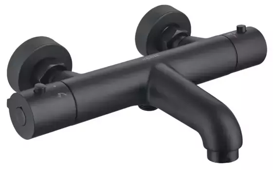 Смеситель для ванны «Акватек» AQ1043MB с термостатом чёрный матовый