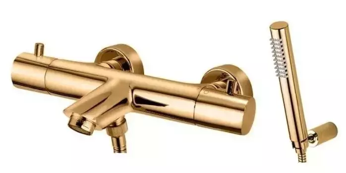 Смеситель для ванны «Paffoni» Light LIQ023HG с термостатом золото