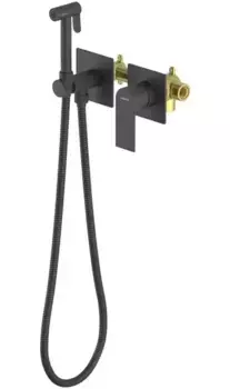 Смеситель с гигиеническим душем «Акватек» Лира AQ1420MB черный матовый