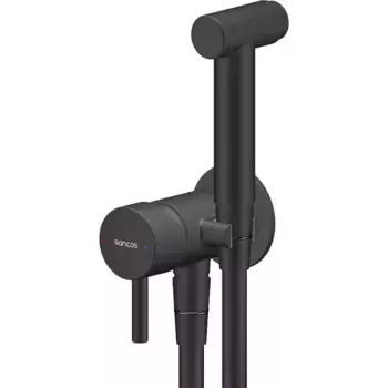 Смеситель с гигиеническим душем «Sancos» Atom SC2001MB чёрный матовый