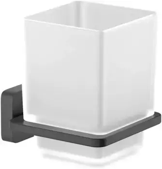 Стакан для зубных щёток «Акватек» Либра AQ4304MB на стену чёрный матовый