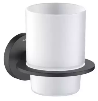 Стакан для зубных щёток «Акватек» Оберон AQ4204MB на стену чёрный матовый