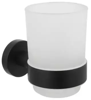Стакан для зубных щёток «Акватек» Вега AQ4004MB на стену чёрный матовый/белый