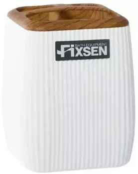 Стакан для зубных щёток «Fixsen» White Wood FX-402-3 на стол белый/тёмное дерево