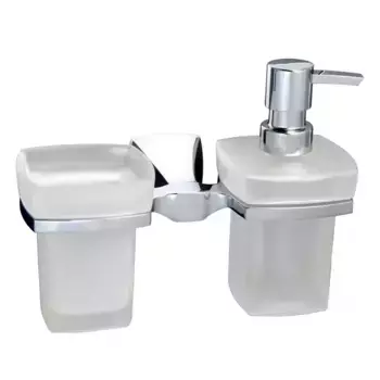 Стакан для зубных щёток и дозатор для жидкого мыла «WasserKRAFT» Wern K-2589 на стену хром