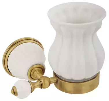 Стакан для зубных щёток «Migliore» Olivia 17444 на стену бронза/белый