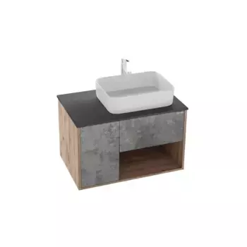 Тумба под раковину «Grossman» Бруно 80 подвесная бетон/веллингтон правая