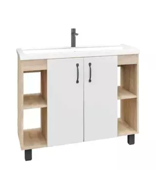 Тумба под раковину «Grossman» Флай 100 белая/дуб сонома
