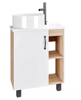 Тумба под раковину «Grossman» Флай 60 белая/дуб сонома левая