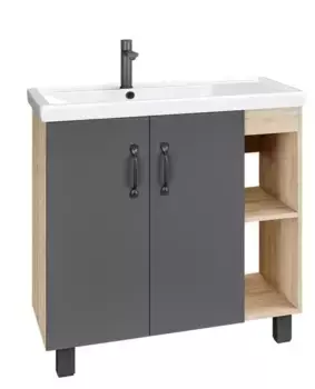 Тумба под раковину «Grossman» Флай 80 серая/дуб сонома