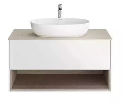 Тумба под раковину «Kerama Marazzi» Plaza Modern 100 подвесная белая/дуб Орегон