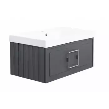 Тумба под раковину«La Fenice» Cubo 80 (под столешницу с раковиной) подвесная Grigio/ручки Nero