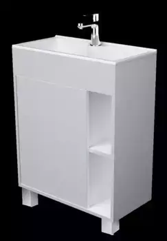 Тумба с раковиной «1Marka» Lido 60Н 1д (Tiny 60 Polytitan) белый глянец левая