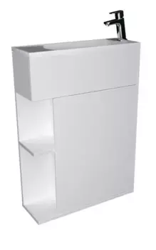 Тумба с раковиной «1Marka» Stretto 70П 1д (Stretto 70 Polytitan) подвесная белая левая