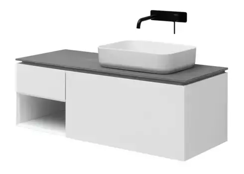 Тумба с раковиной «Allen Brau» Infinity 120 R с 3 ящиками (1 скрытый) подвесная white matt правая