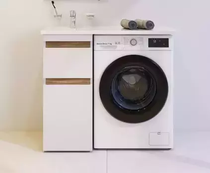 Тумба с раковиной «Am.Pm» X-Joy 40 (X-Joy M85AWPL1001WG 100/50 левая) белый глянец/светлое дерево