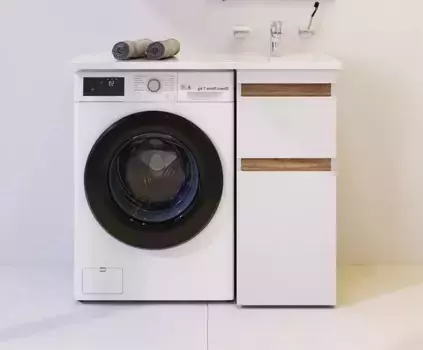 Тумба с раковиной «Am.Pm» X-Joy 40 (X-Joy M85AWPR1001WG 100/50 правая) белый глянец/светлое дерево