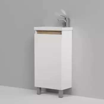 Тумба с раковиной «Am.Pm» X-Joy 45 с 1 дверцей (X-Joy 45) белый глянец/светлое дерево правая