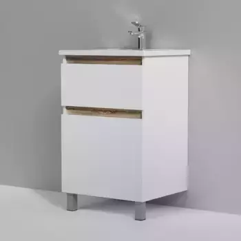 Тумба с раковиной «Am.Pm» X-Joy 55 с 2 ящиками (X-Joy 55/45) белый глянец/светлое дерево