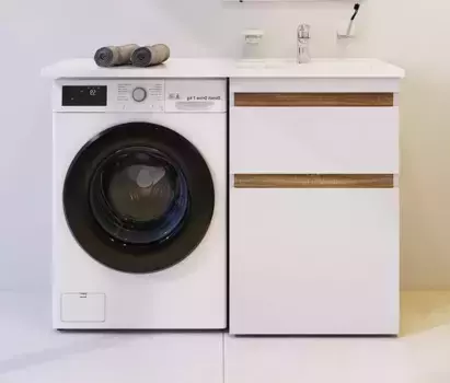 Тумба с раковиной «Am.Pm» X-Joy 60 (X-Joy M85AWPR1201WG 120/50 правая) белый глянец/светлое дерево